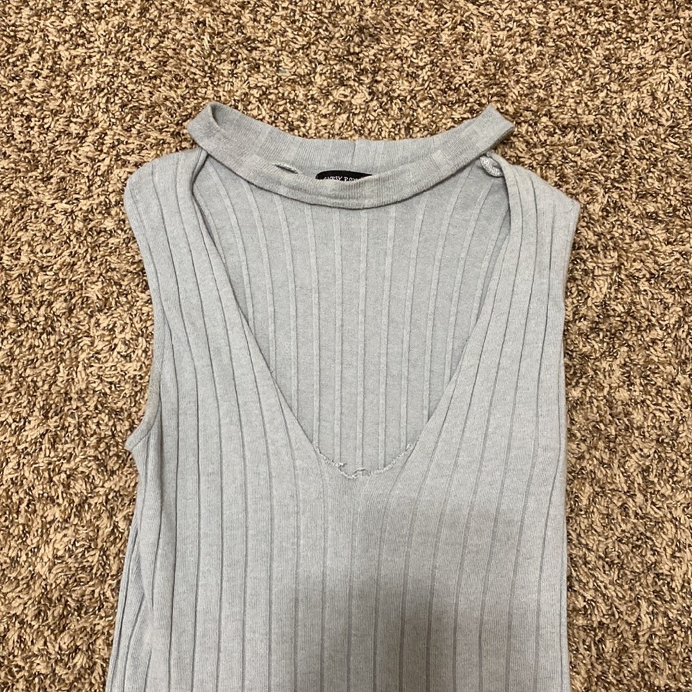Grey Ribbed Bodycon Dress - Picture 5 of 6